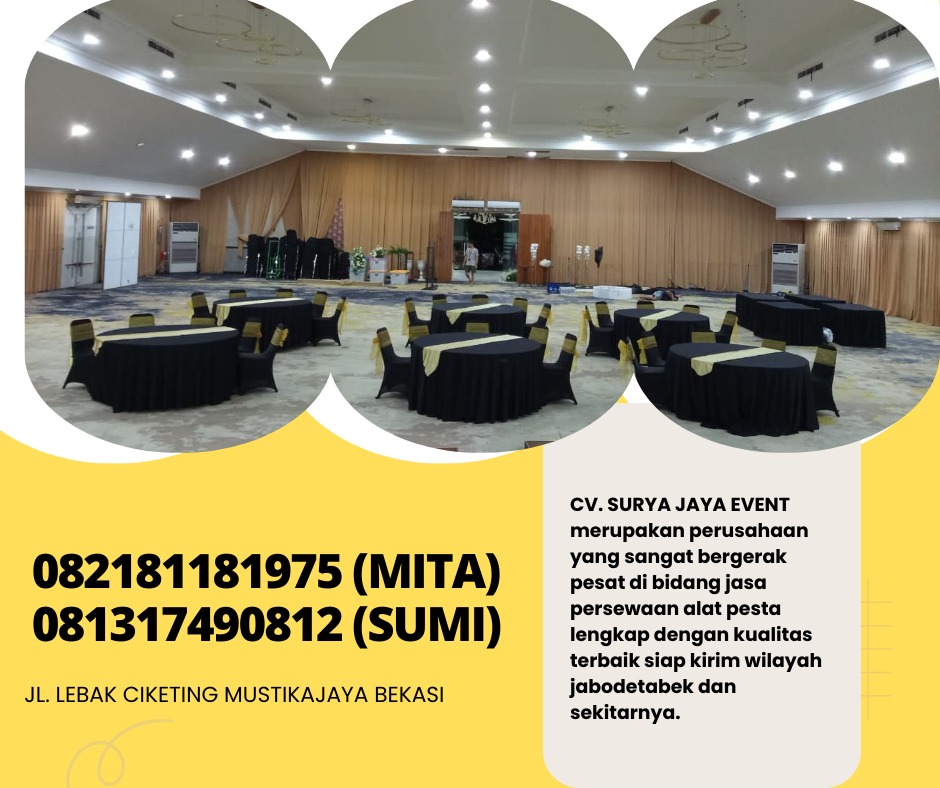 LAYANAN SEWA MEJA BUNDAR COVER GOLD AREA BOGOR