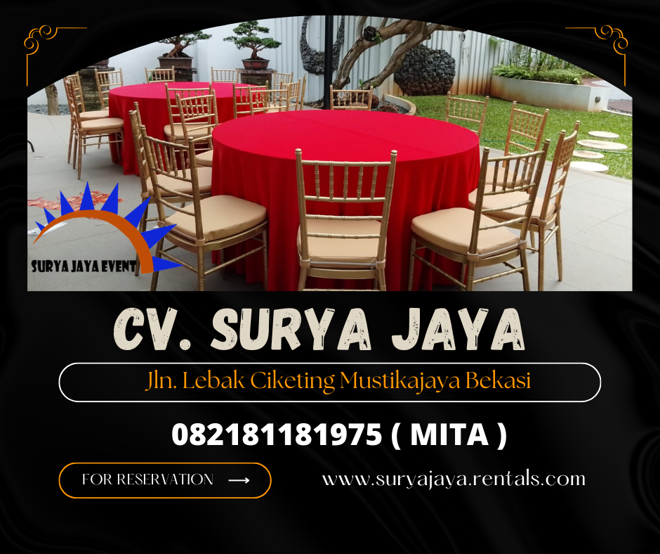 Sewa Kursi VIP Tiffany Dan Round Table Taplak Tebar Merah Jakarta