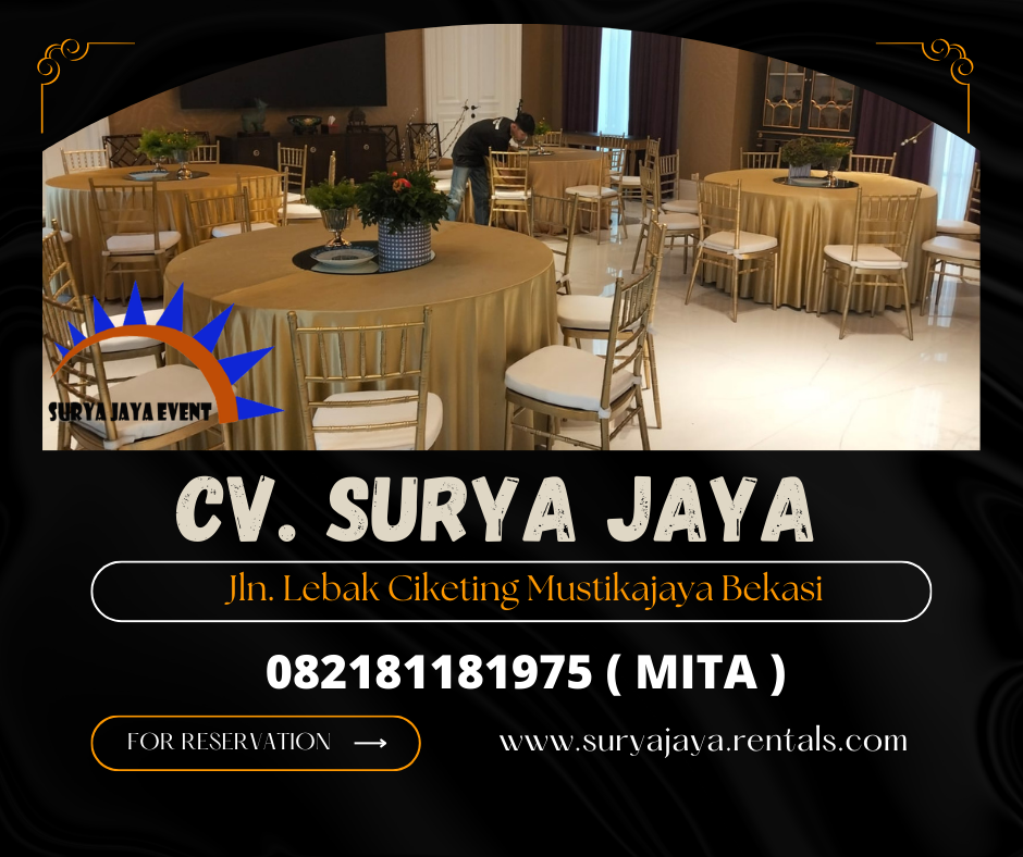 Sewa Kursi Tiffany Gold Dan Round Table Cover Gold Jakarta