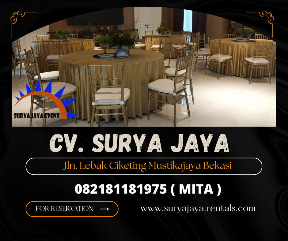 Sewa Kursi Tiffany Gold Dan Round Table Cover Gold Jakarta
