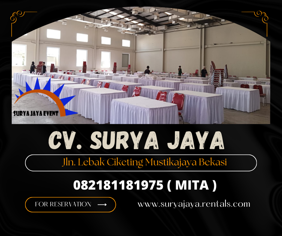 Sewa Meja Kotak Taplak Model Skriting Putih Jakarta