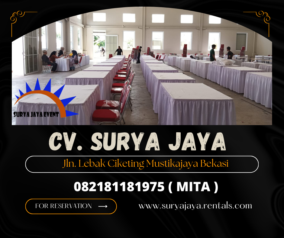 Sewa Meja Kotak Taplak Model Skriting Putih Jakarta