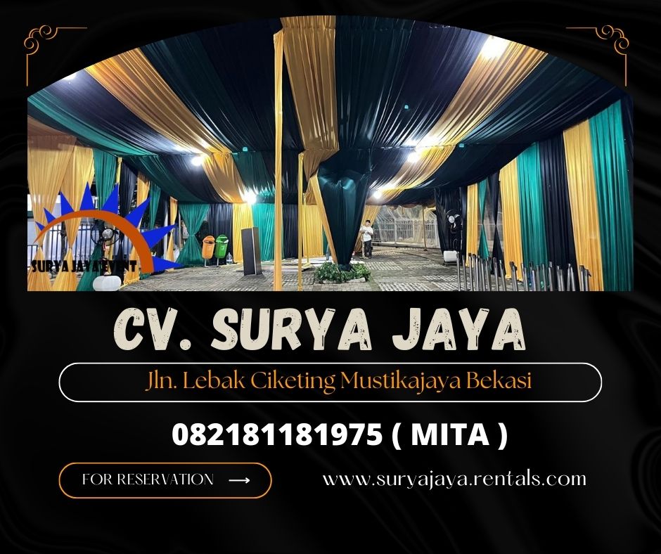 Rental Tenda Dekor Type Serut Kain Hitam Gold Jakarta