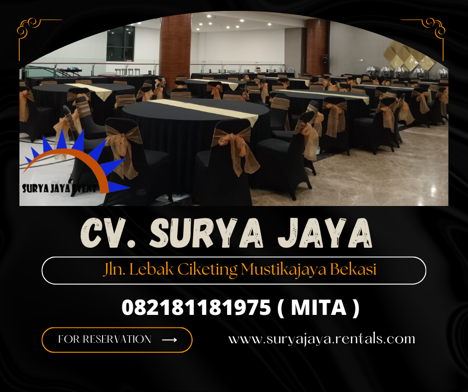 MENYEWAKAN MEJA BUNDAR COVER HITAM AREA BEKASI
