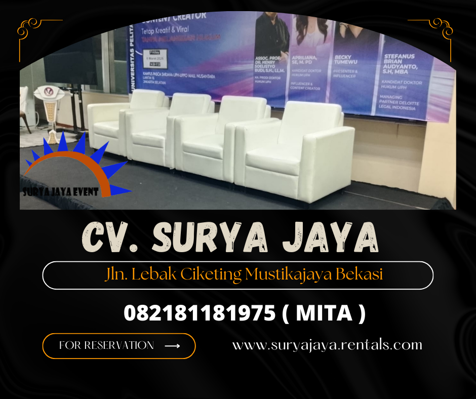Sewa Sofa Putih Type Minimalis Kotak Jakarta