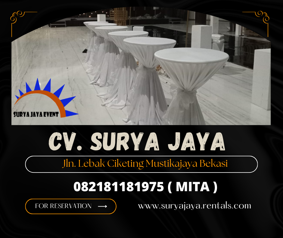 Sewa Meja Barstool Cover Tebar Putih Jakarta