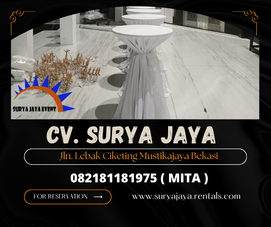 Sewa Meja Barstool Cover Tebar Putih Jakarta