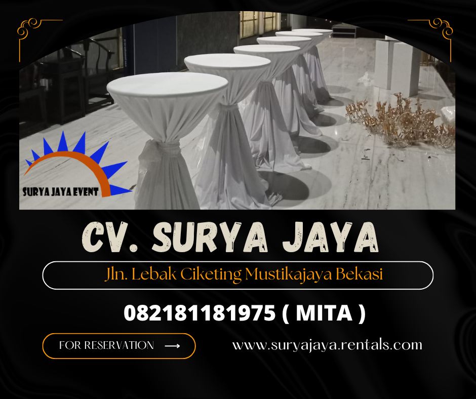 Sewa Meja Barstool Cover Tebar Putih Jakarta