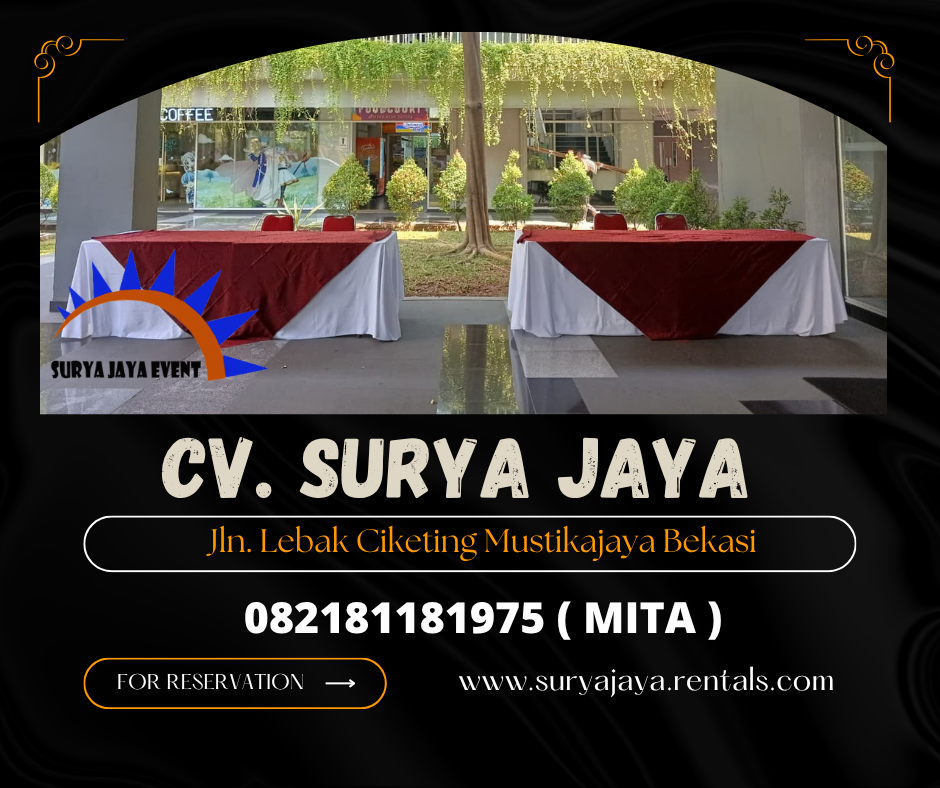 Rental Meja Bundar,Meja Kotak Cover Skirting Jakarta