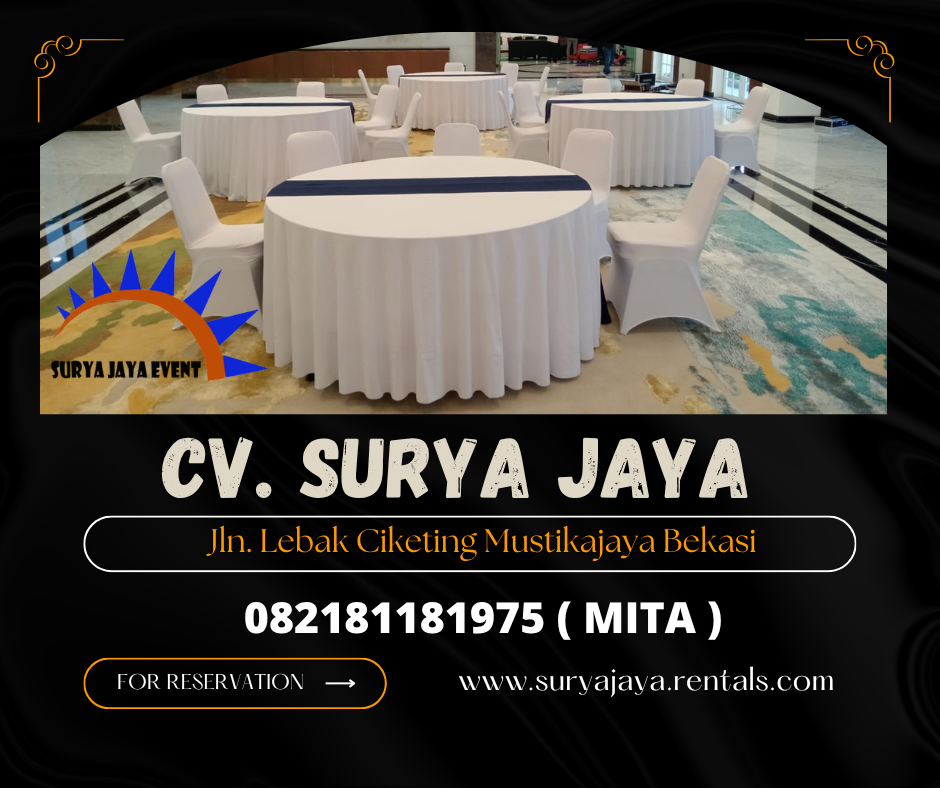 Rental Meja Bundar,Meja Kotak Cover Skirting Jakarta