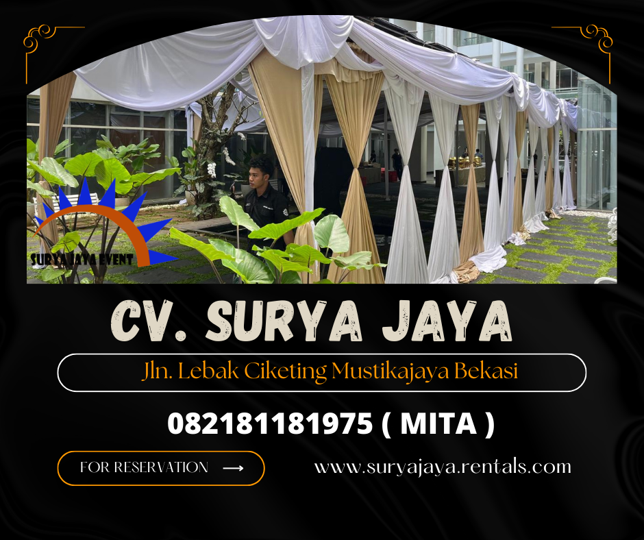 Sewa Tenda Serut Kain Putih Gold Area Bogor