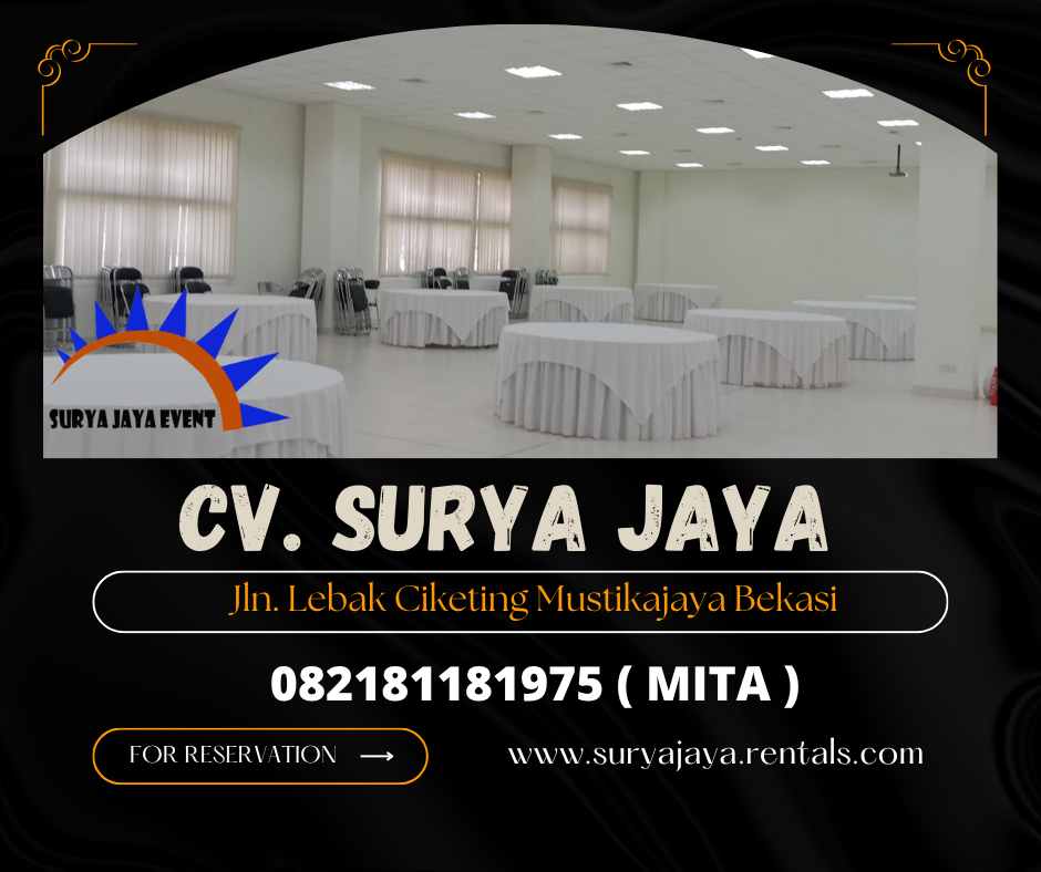 DISEWAKAN MEJA BUNDAR COVER PUTIH DI JAKARTA