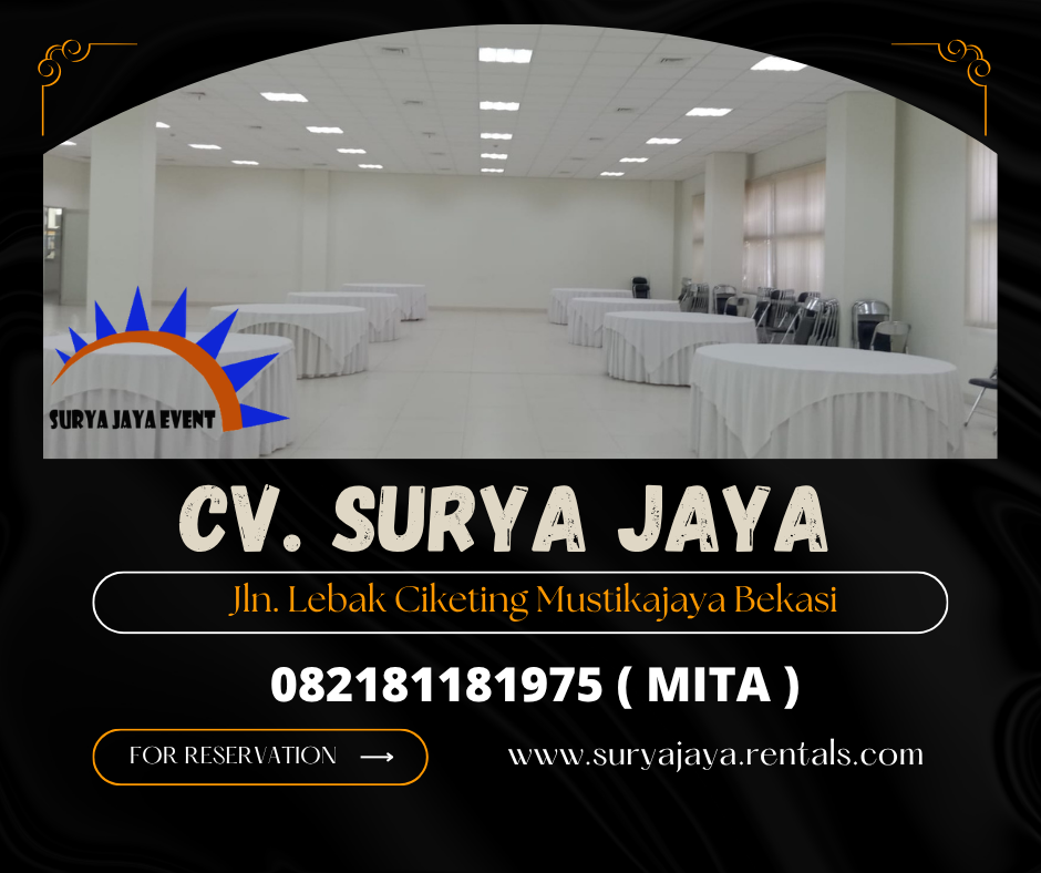 DISEWAKAN MEJA BUNDAR COVER PUTIH DI JAKARTA