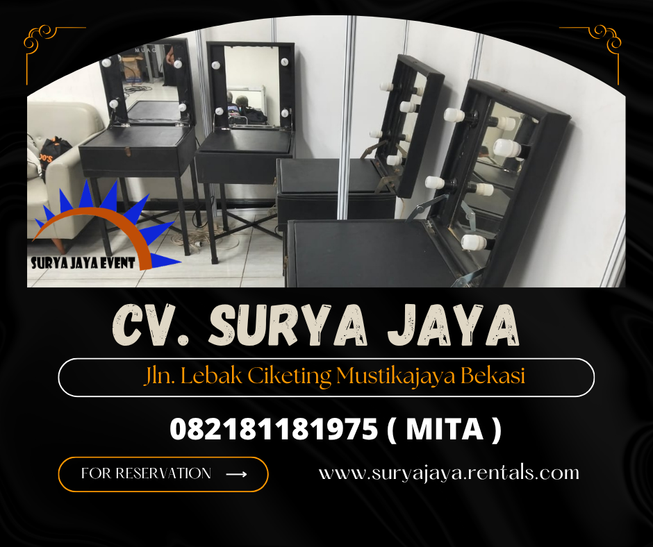 Sewa Meja Rias Portable Hitam Area Jakarta