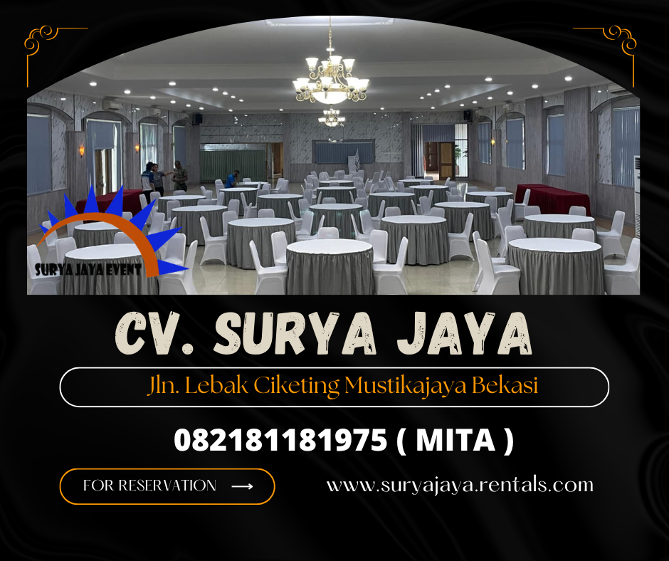 Sewa Round Table Cover Taplak Putih Skirting Abu-Abu Jakarta 