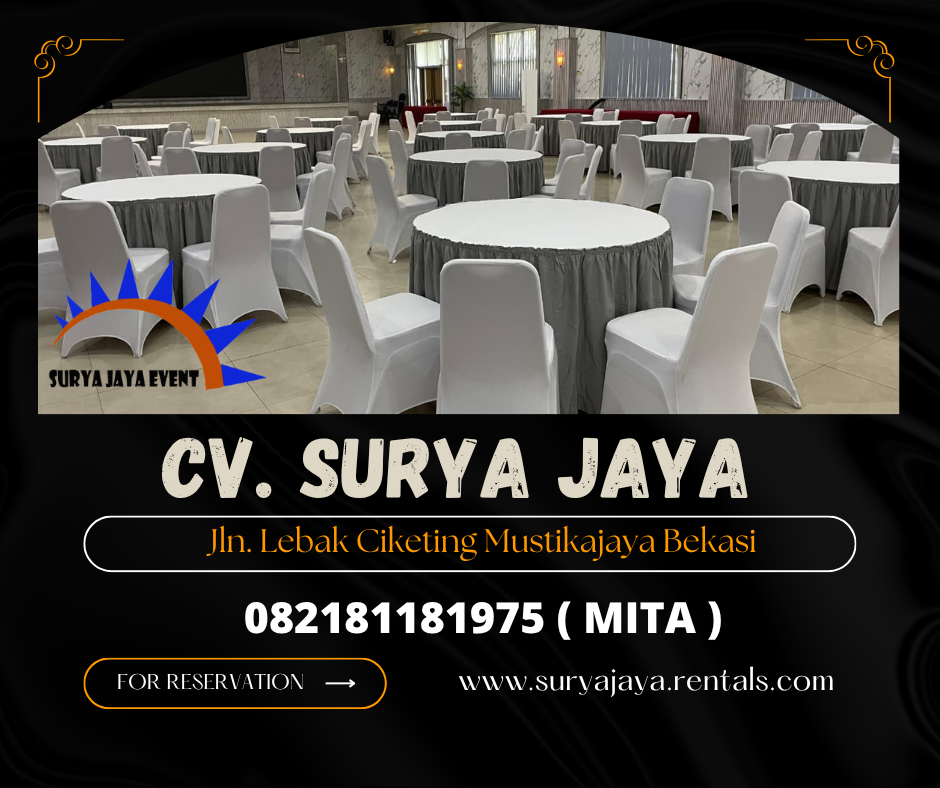 Sewa Round Table Cover Taplak Putih Skirting Abu-Abu Jakarta 