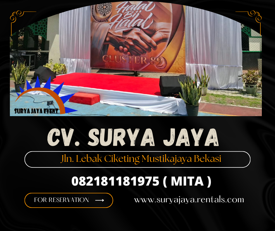 Sewa panggung indoor karpet Dan poni Hitam Jakarta