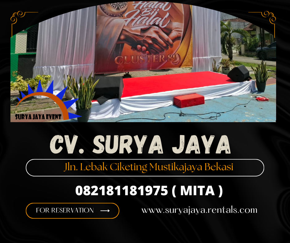 Sewa panggung indoor karpet Dan poni Hitam Jakarta