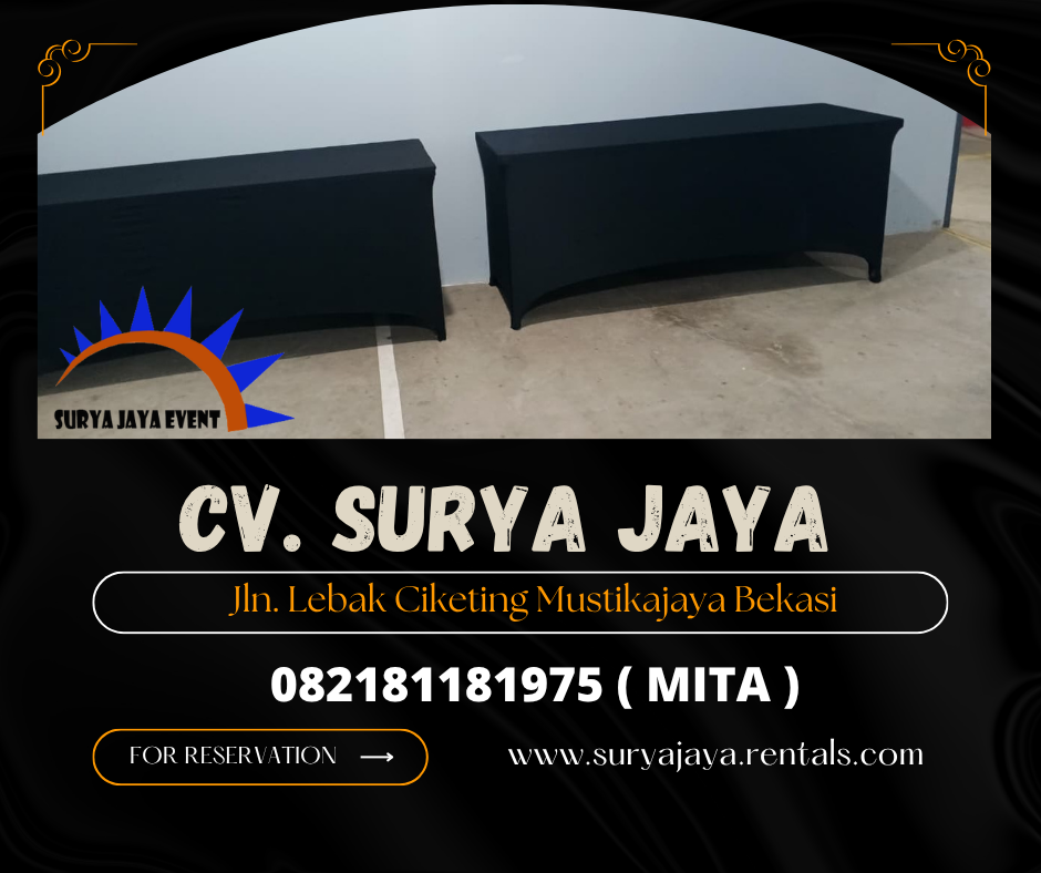 Sewa Meja Ibm 180x90cm Taplak Tebar Putih Jakarta