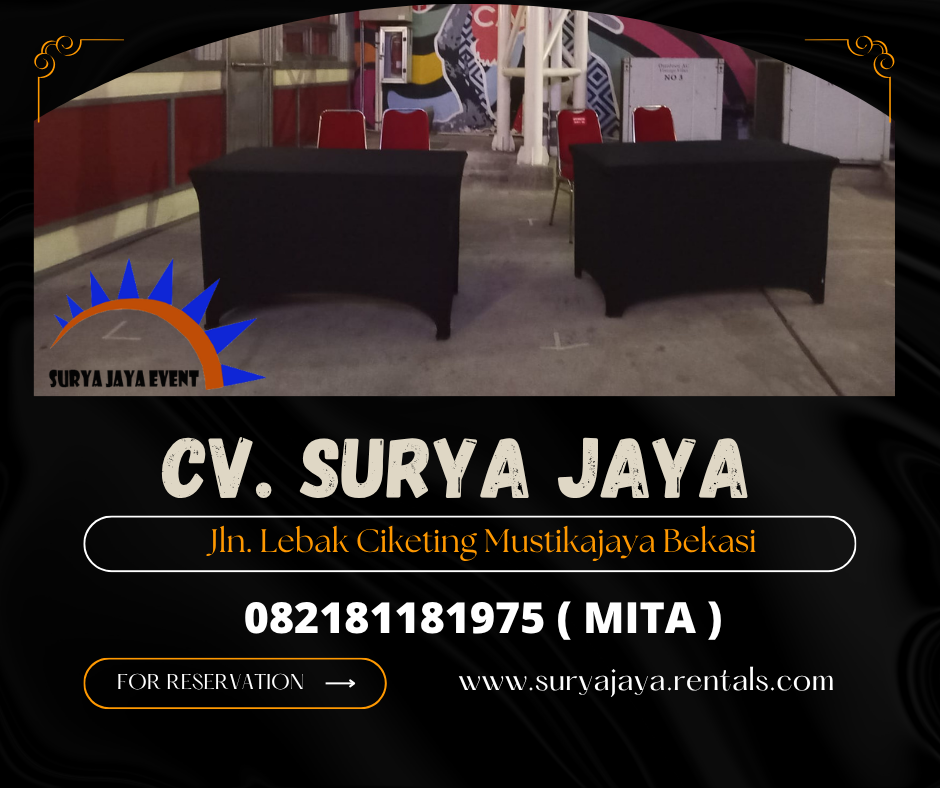 Sewa Meja Ibm 180x90cm Taplak Tebar Putih Jakarta