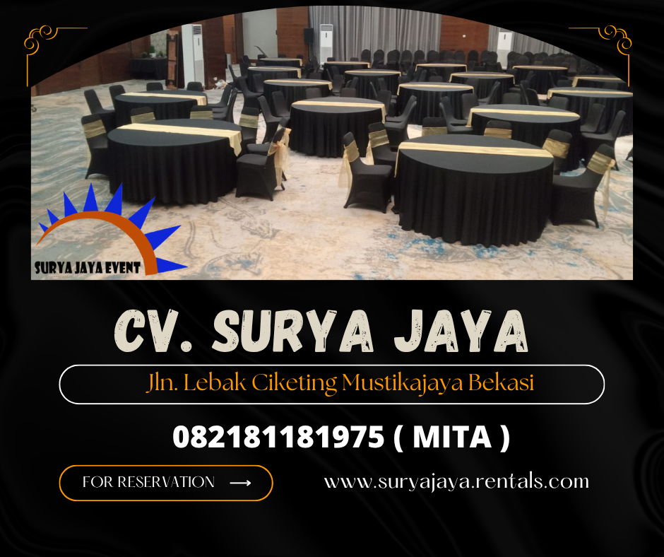 Rental Round Table Atau Meja Bulat Cover Hitam Jakarta