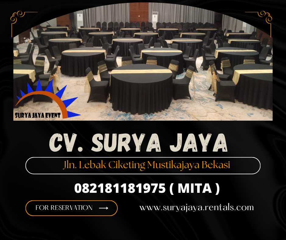 Rental Round Table Atau Meja Bulat Cover Hitam Jakarta