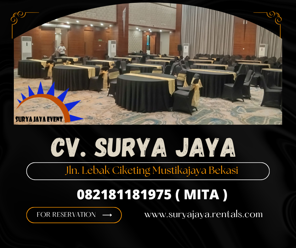 Rental Round Table Atau Meja Bulat Cover Hitam Jakarta