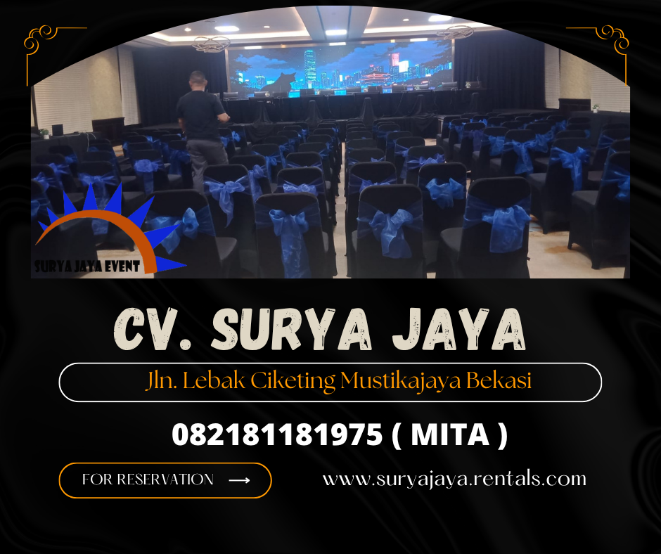 Sewa Kursi Event Cover Hitam Ketat Pita Biru Jakarta