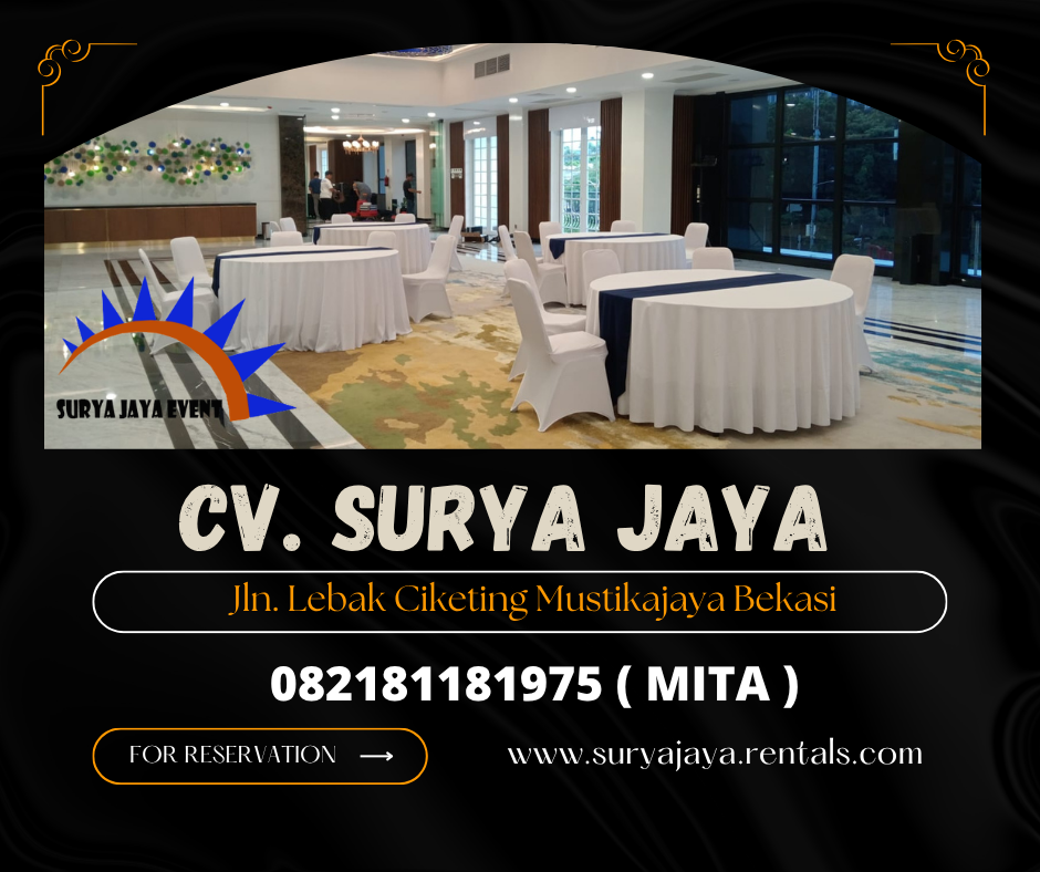 Rental Round Table,Kursi Cover Putih Deltamas Cikarang