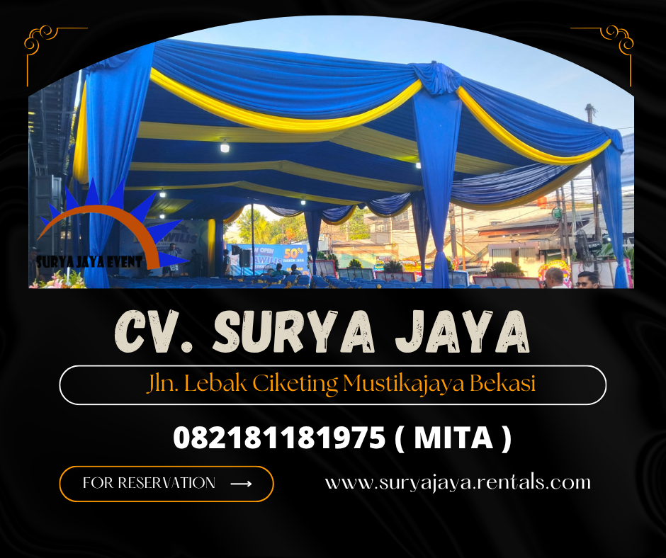 Sewa Tenda Dekorasi kain biru Bekasi