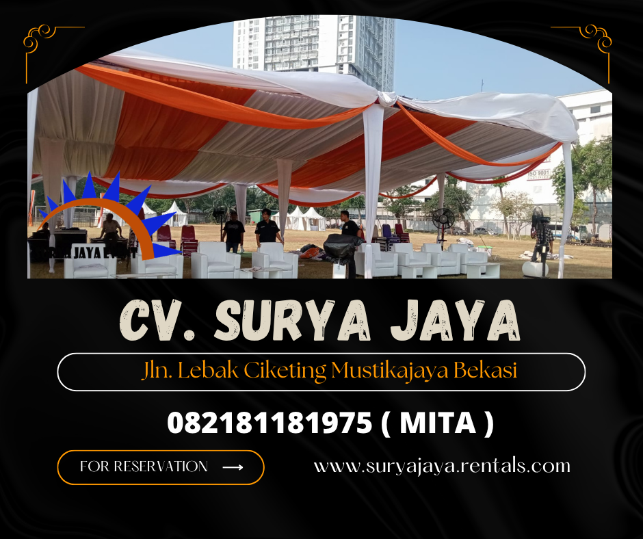 Sewa Tenda Serut Putih Gold Ukuran 2x7m Jagakarsa