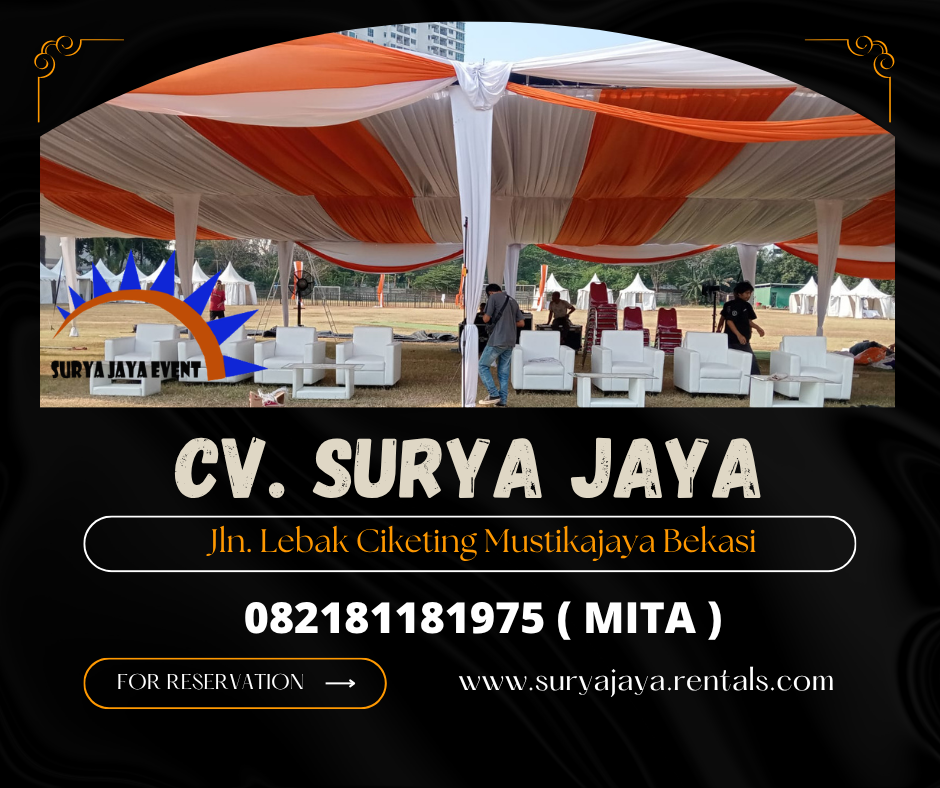 Sewa Tenda Serut Putih Gold Ukuran 2x7m Jagakarsa