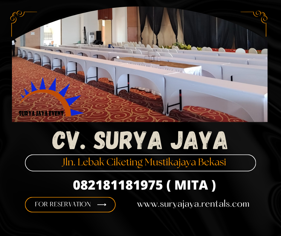 Sewa Meja IBM Taplak Ketat Putih Jakarta 082181181975