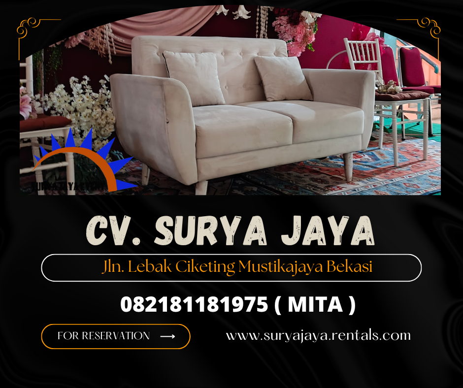 Sewa Sofa Minimalis Kaki Kayu Type Double Seater Jakarta